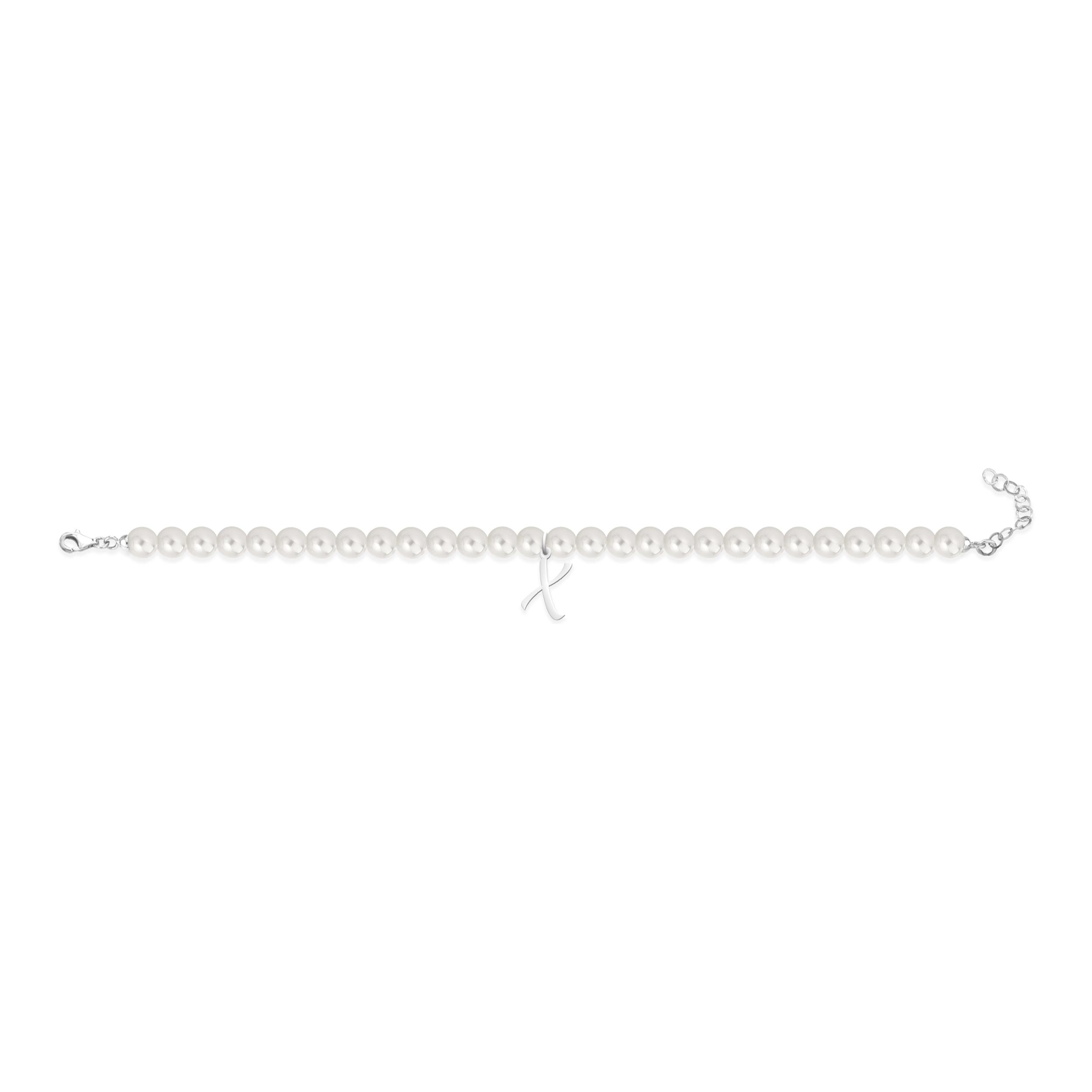 Bracciale Fujiko con Pendente Lettera X Perle Argento