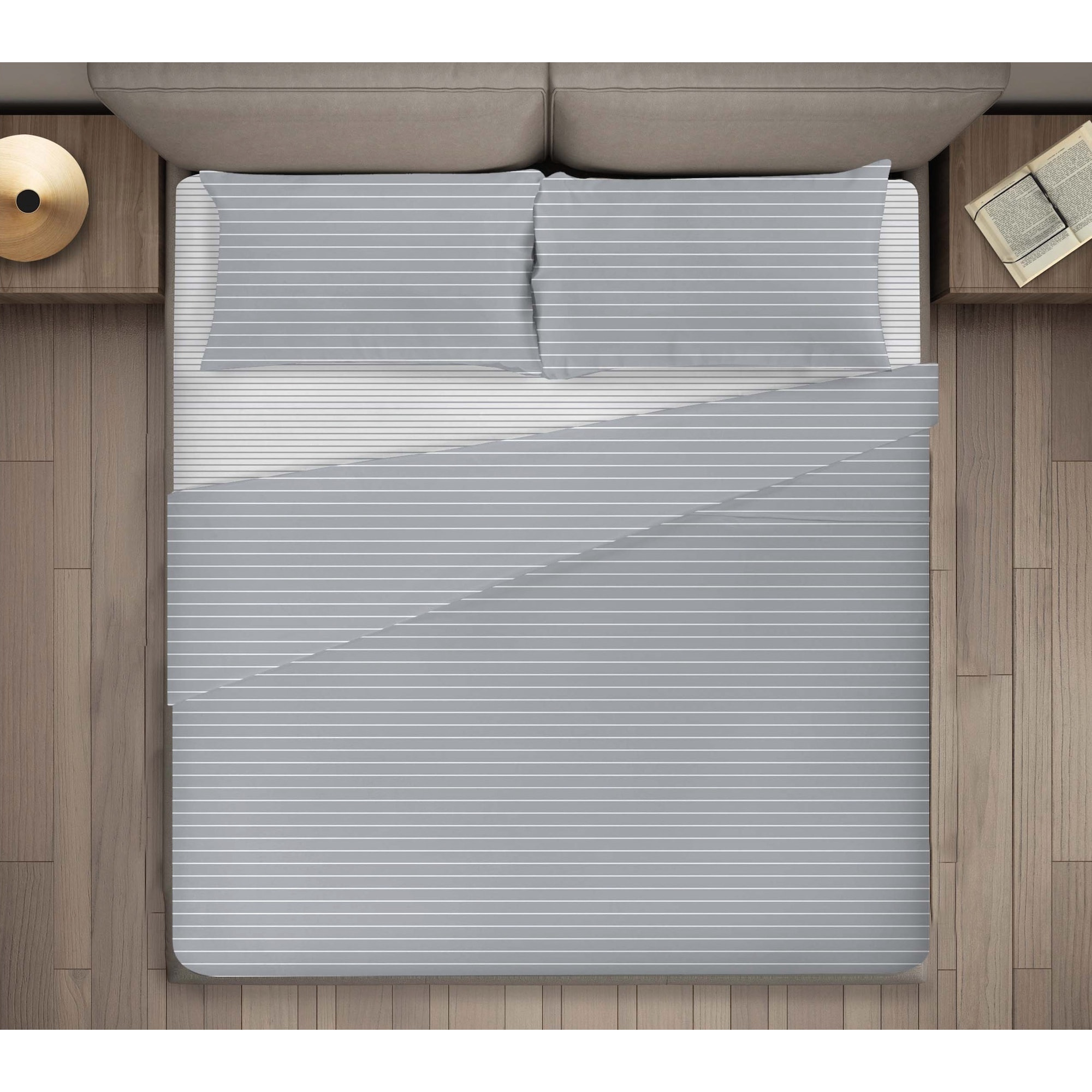 SET LENZUOLA LETTO SINGOLO DIS.STRIPES GREY LINEA N.