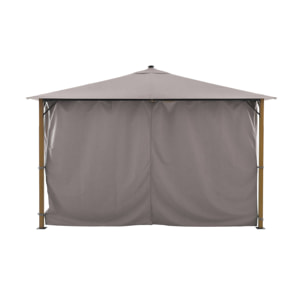 Tonnelle 4x3m aluminium effet bois avec rideaux et led  VELUNA