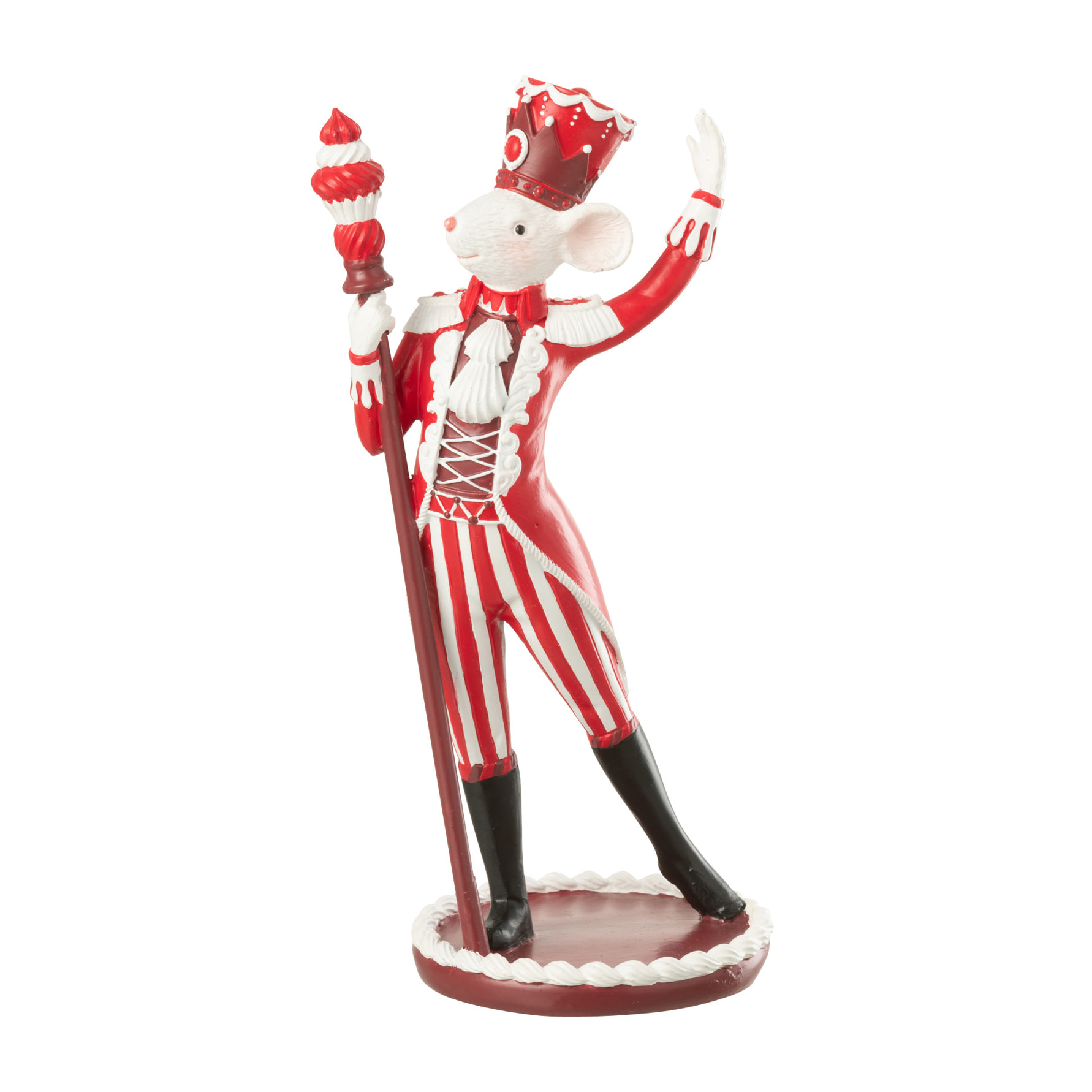 J-Line décoration Souris Cirque + Cake - polyrésine - bordeaux/blanc