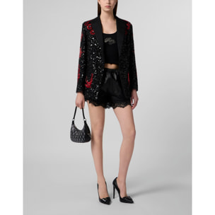 PHILIPP PLEIN Boyfriend's Fit Blazer Butterfly Tattoo Paillettes
