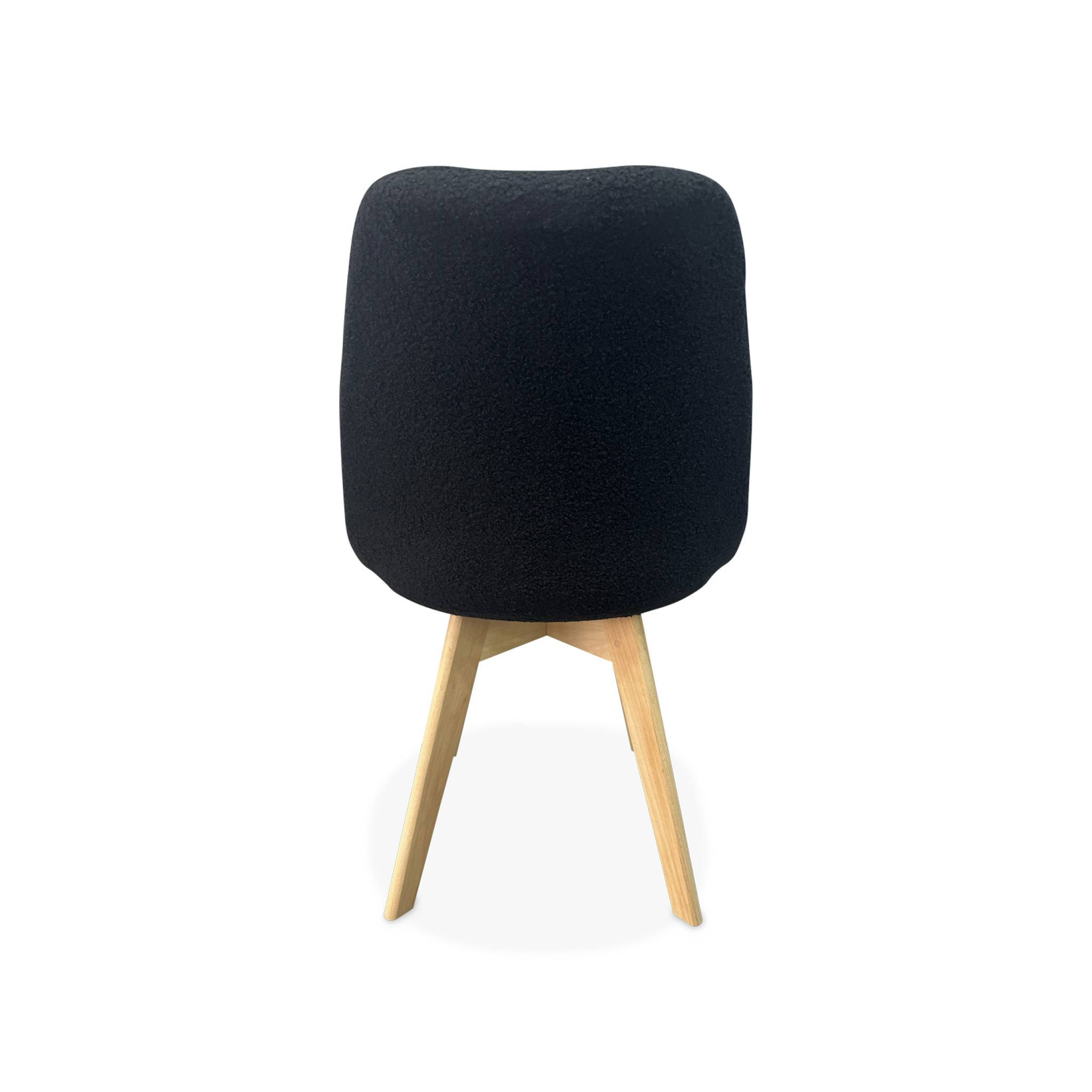 Lot de 4 chaises scandinaves NILS revêtement bouclette noire. pieds bois de hêtre. chaise 1 place