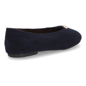 Bailarinas Mujer Efecto Ante con Adorno Dorado. Zapatos Planos Elegantes