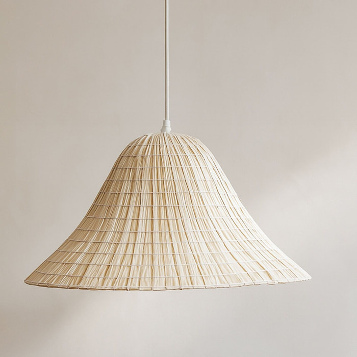 Suspension en feuilles de palmier blanche 55cm MAA