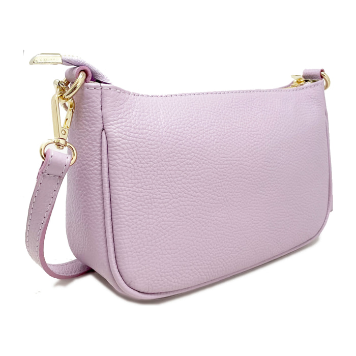 Chicca Borse - Tracollina Clutch Donna in Vera Pelle - Colore Lilla