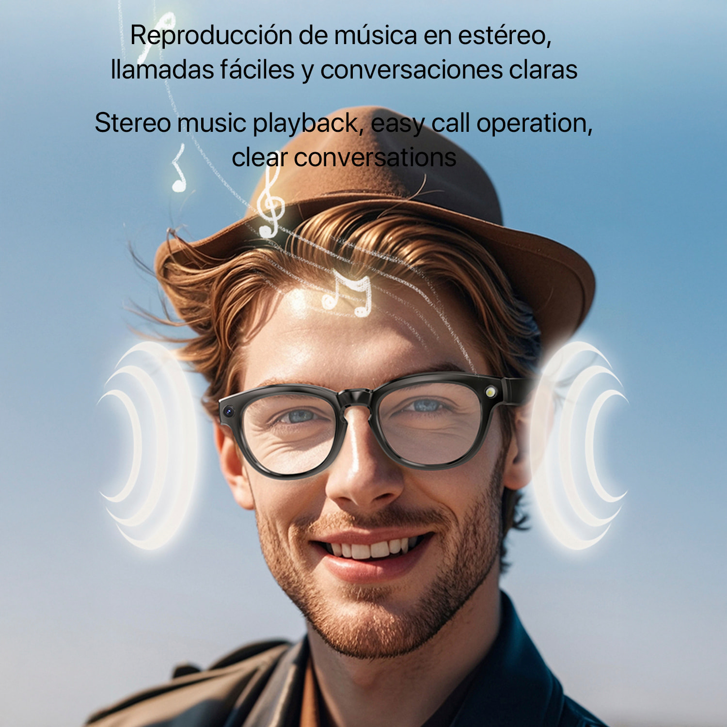 Occhiali intelligenti GS380, con fotocamera, controllo musicale, assistente vocale, cambio di colore automatico.