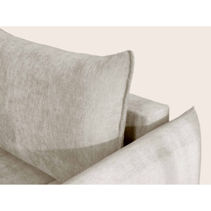 Ambroise - Canapé d'angle droit 4 places convertible avec coffre en velours texturé - Beige