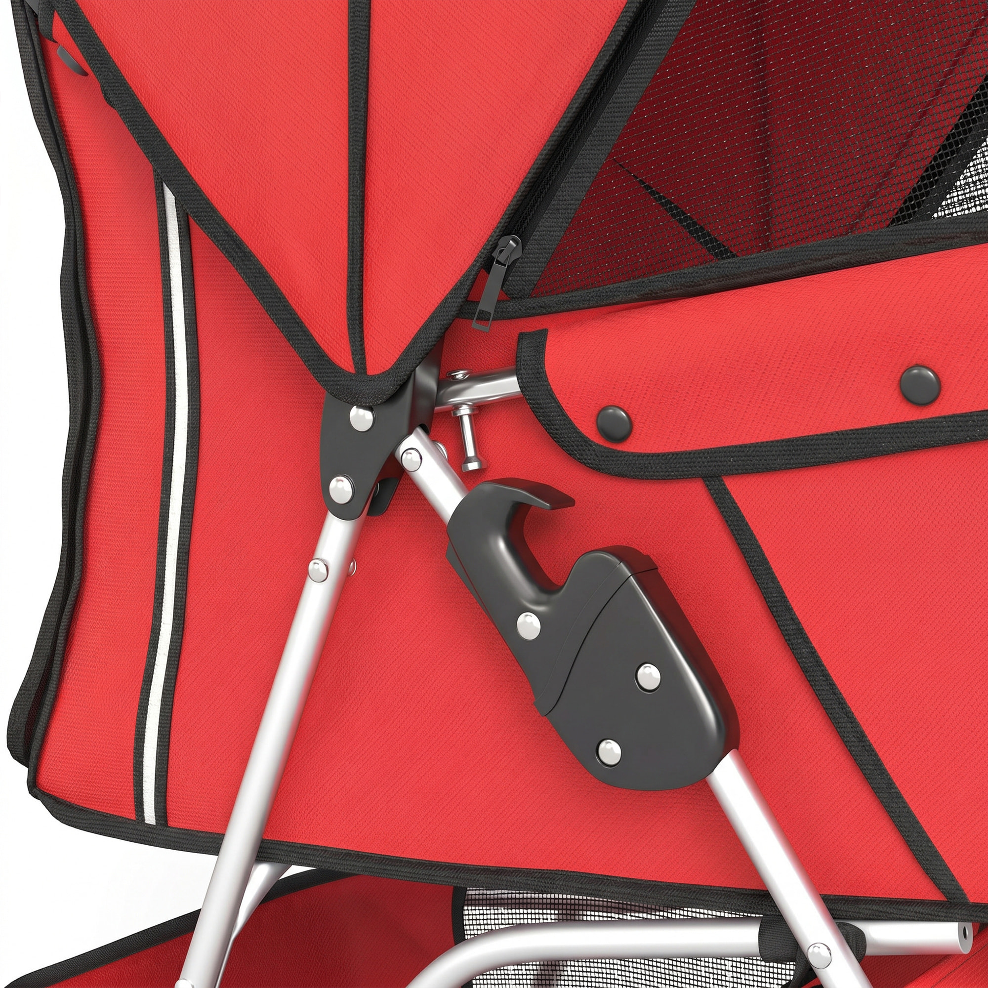 Poussette buggy pour chien chat animaux roue avant pivotante 360 degrés rouge