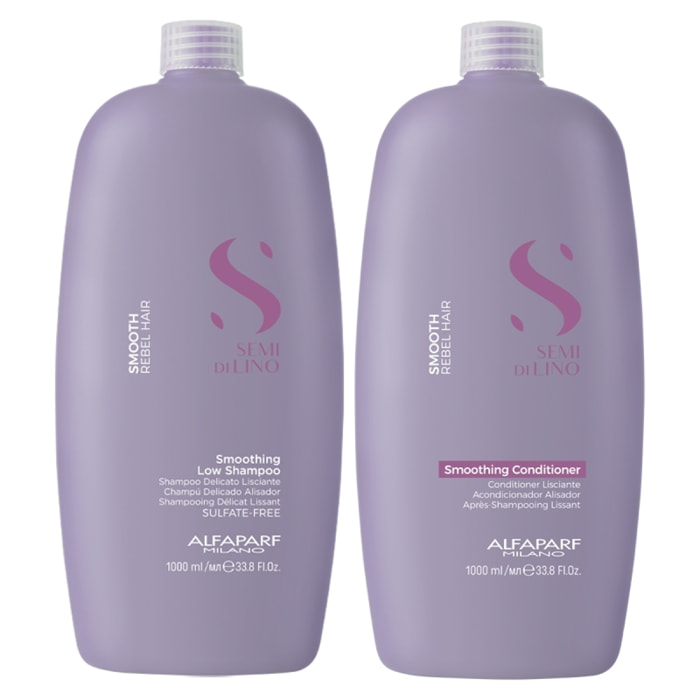 ALFAPARF MILANO Kit Semi Di Lino Smoothing Low Shampoo 1000ml + Conditioner 1000ml