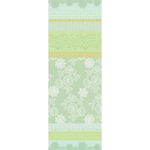 Chemin de table pur coton motif jacquard vert Mille lace amande