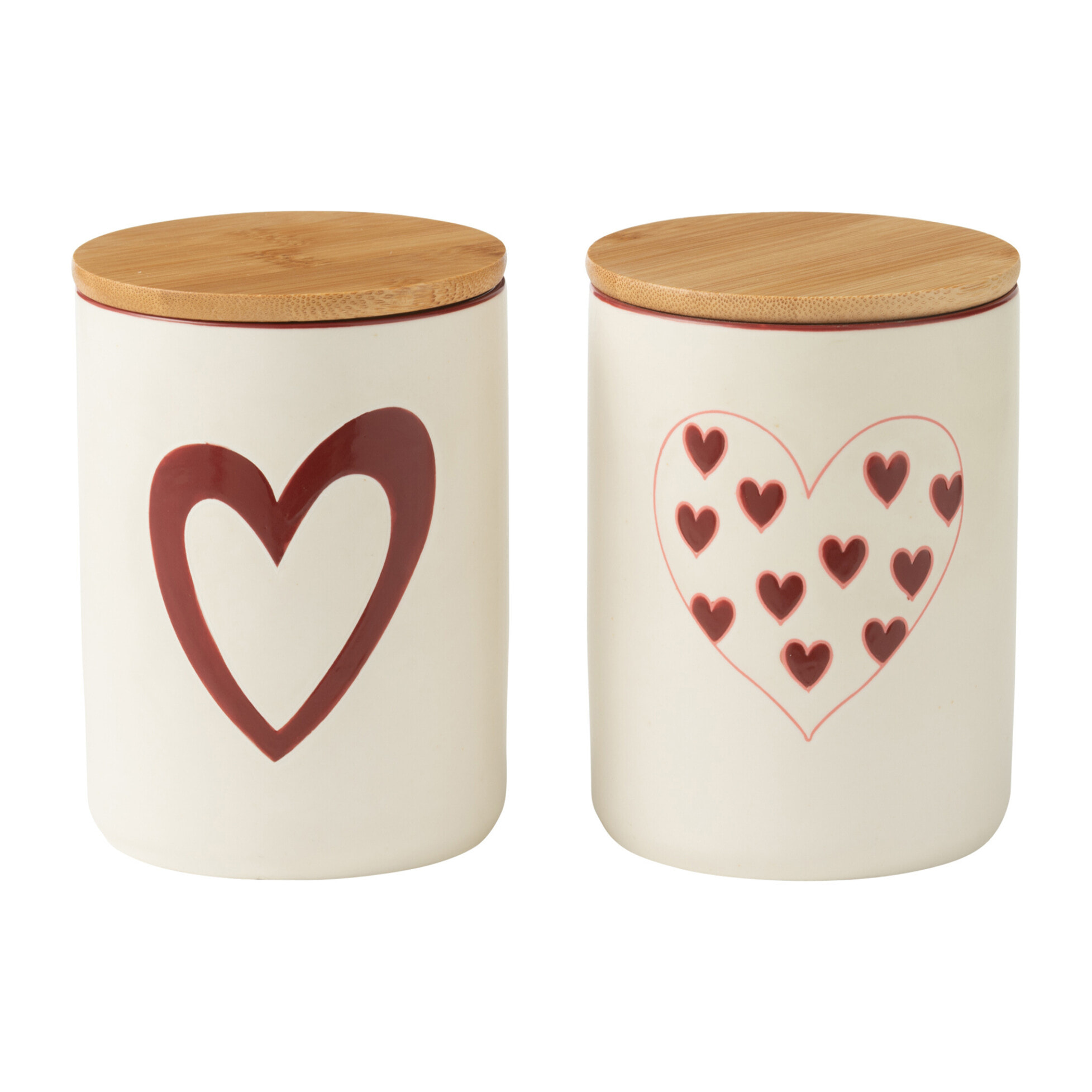J-Line pot de conservation - porcelaine - blanc/rouge - small - 2 pcs