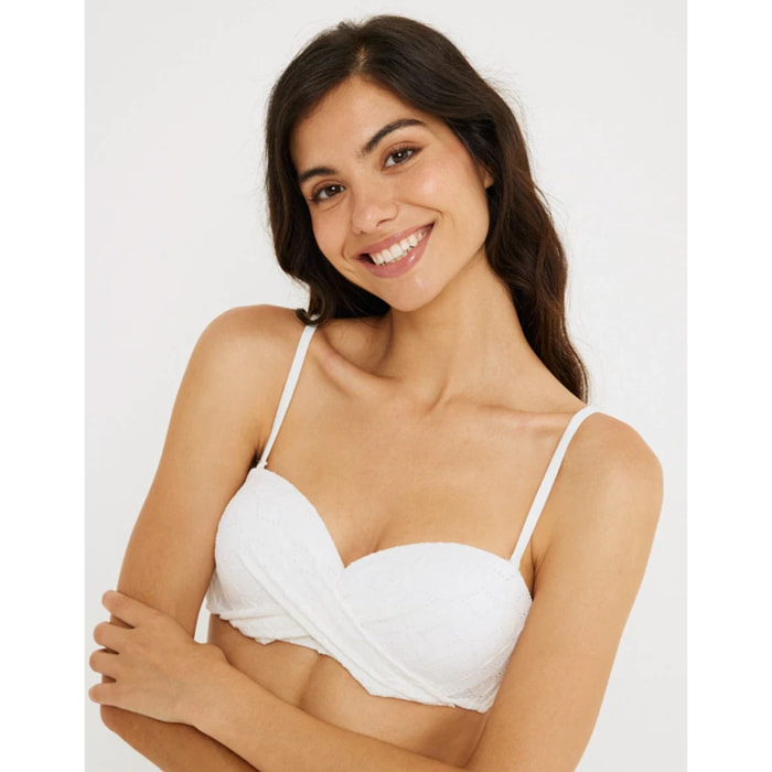 Top Bikini Bandeu Blanco - Bicela