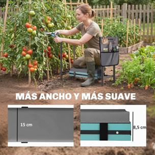 Taburete de Jardín Plegable con Almohadilla de Espuma EVA, Asiento de Jardín Portátil con Bolsa para Herramientas, Patas Extensibles, Carga 150kg, Regalo para Jardineros Ancianos, Gris Oscuro