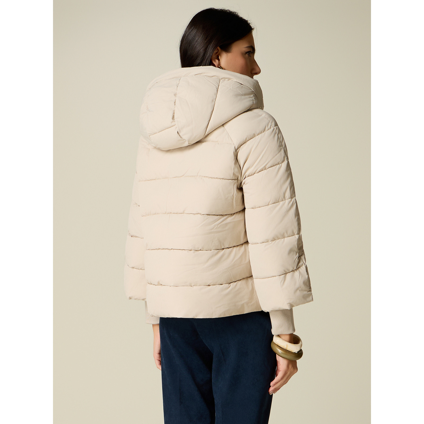 Oltre - Piumino in nylon con cappuccio - Beige