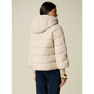 Oltre - Piumino in nylon con cappuccio - Beige
