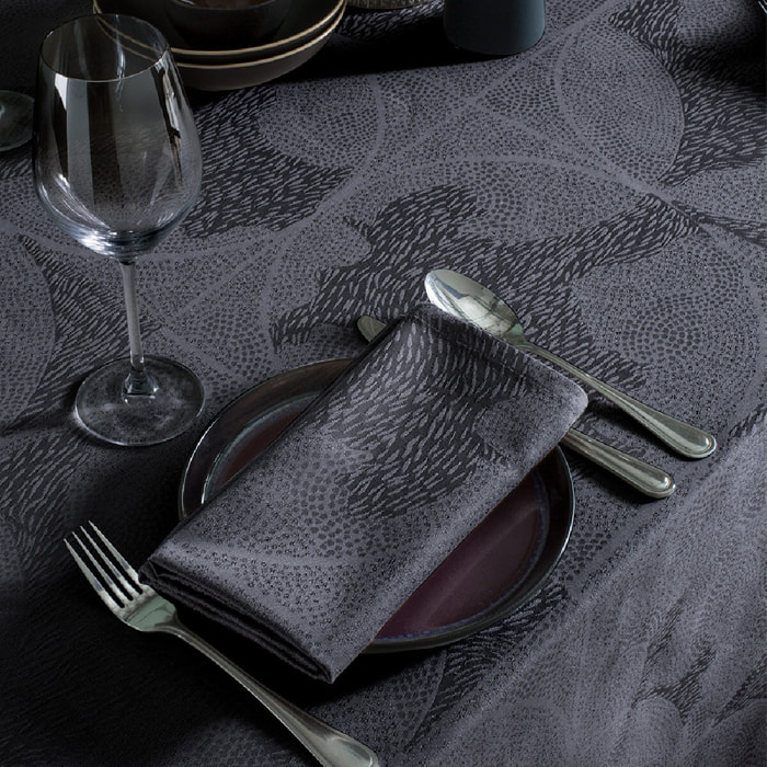 Nappe pur coton motif jacquard bleu Mille gouttes metal