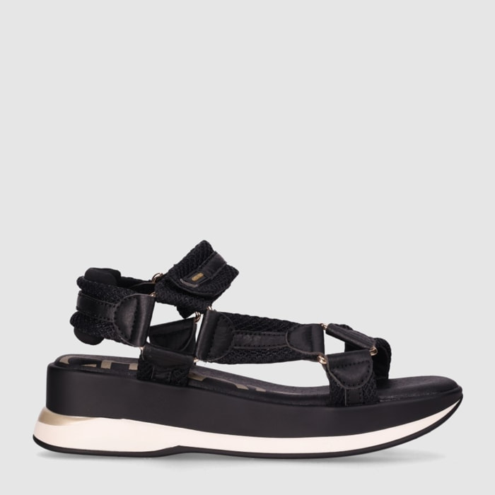 Sandalias de Piel Sintética - Negro - Tacón: 5 cm