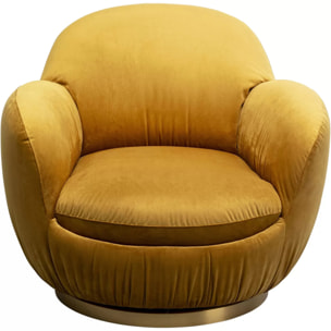 Fauteuil pivotant Nube velours jaune Kare Design