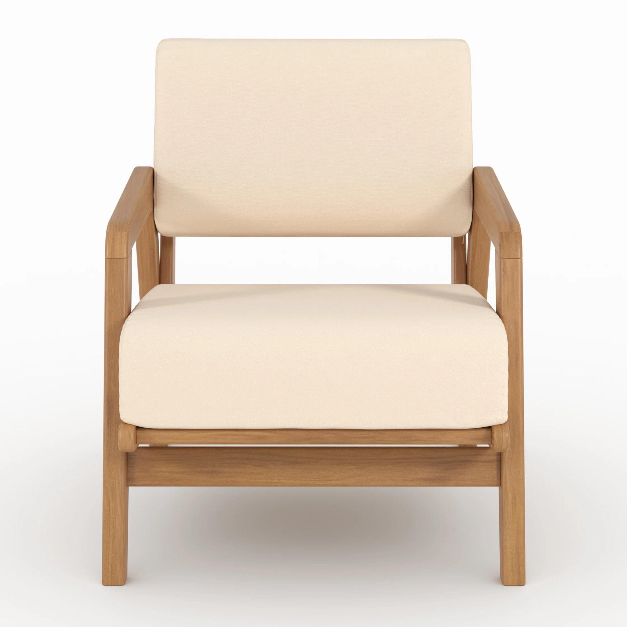 Fauteuil de jardin en bois d'acacia et tissu beige clair - Siargao