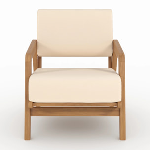 Fauteuil de jardin en bois d'acacia et tissu beige clair - Siargao