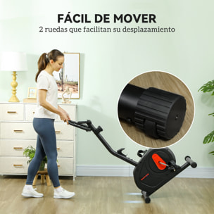 Bicicleta Estática en Casa con Resistencia Magnética Ajustable Bici Estática Silenciosa con Volante Sensor de Frecuencia Asiento Regulable Pantalla LCD y Soporte de Teléfono Carga 100 kg
