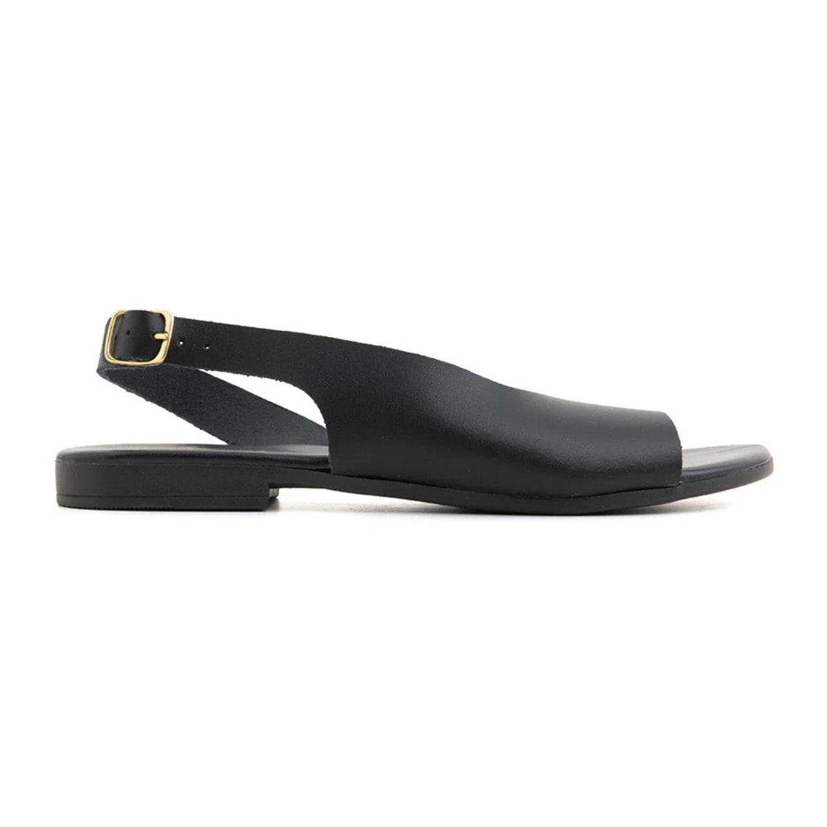 Sandalo minimal cross con cinturino in vera pelle - NERO