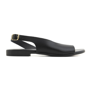 Sandalo minimal cross con cinturino in vera pelle - NERO