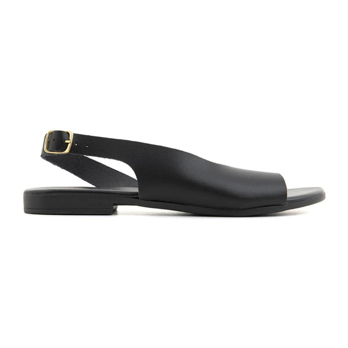 Sandalo minimal cross con cinturino in vera pelle - NERO