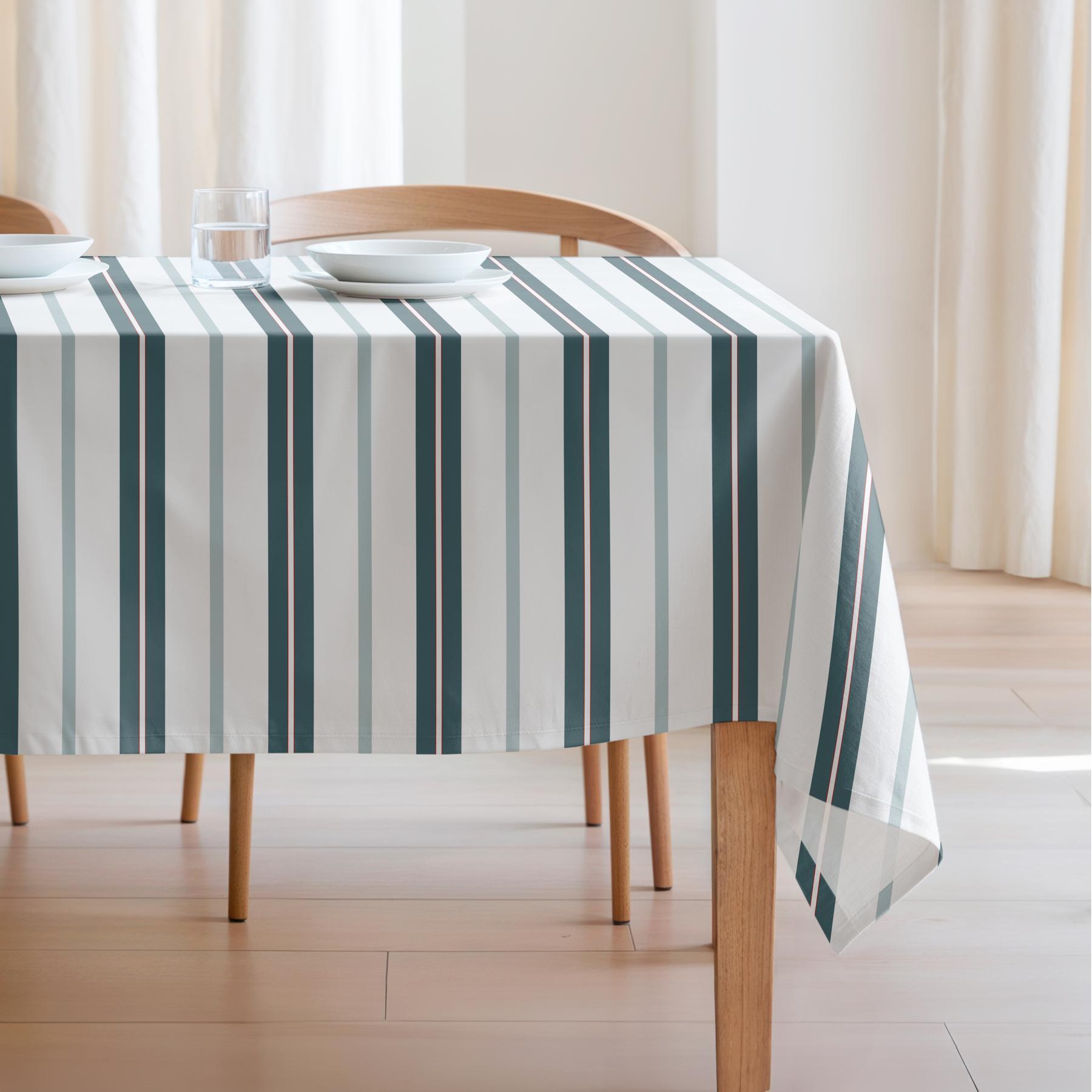 Nappe imprimée anti-tâches LIANA BLEU
