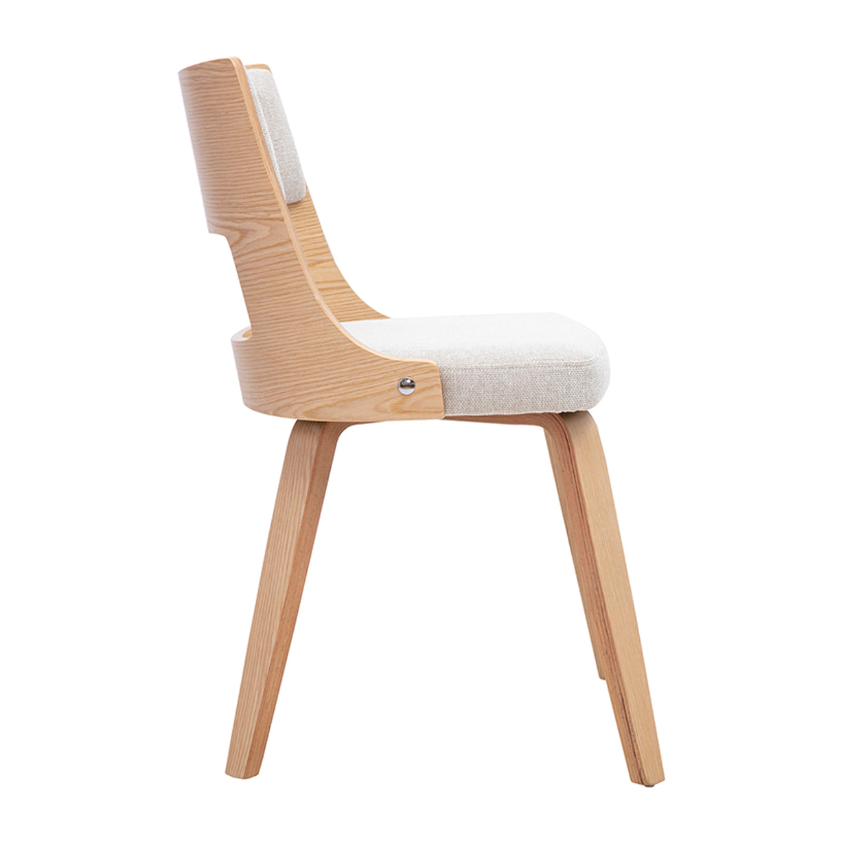 Chaise scandinave en tissu effet velours texturé beige et bois clair GARBO