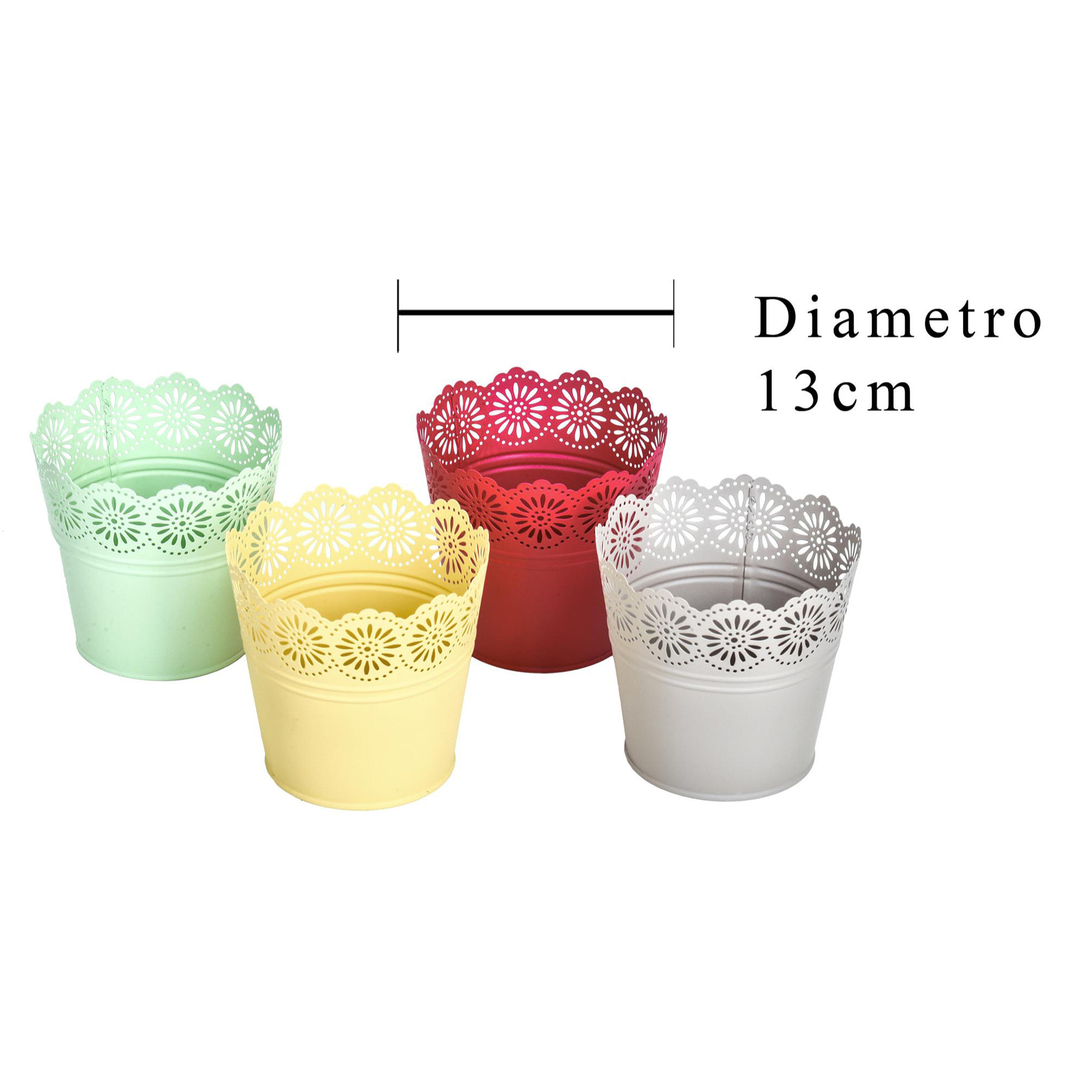 Cachepot Con Trina. Diametro 13 Cm - Pezzi 6 - 13X12,5X13cm - Colore: Incolore  - Bianchi Dino - Espositori E Vasi Metallo