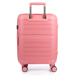 Set di 3 valigie Trolley espandibili, in materiale leggero PP resistente agli urti. Chiusura TSA numerica, 4 ruote doppie girevoli a 360°.