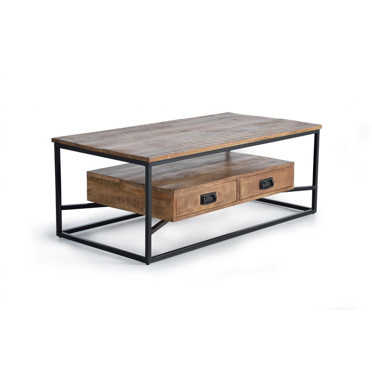 Mesa de centro - Madera de Mango y Metal - 45x120x60cm