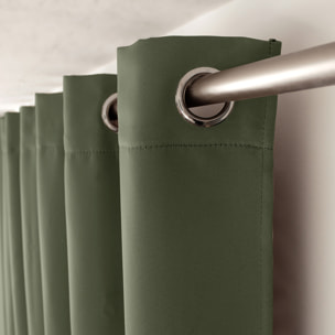 Rideau occultant uni avec 8 œillets - Vert