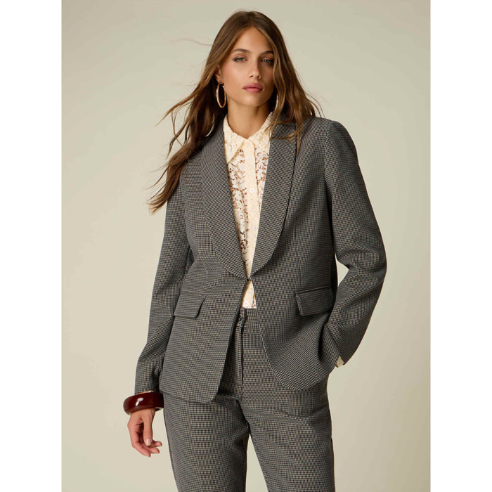 Oltre - Blazer pied de poule con tasche a patta - Grigio