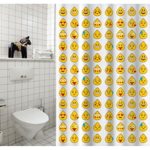 Rideau de douche Polyester 180x200cm Smiley - Anneaux inclus MSV