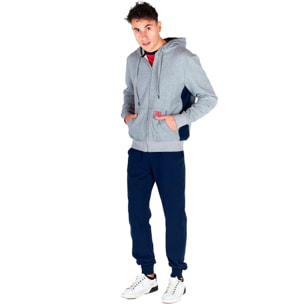 Tuta uomo con cappuccio e zip College Ash