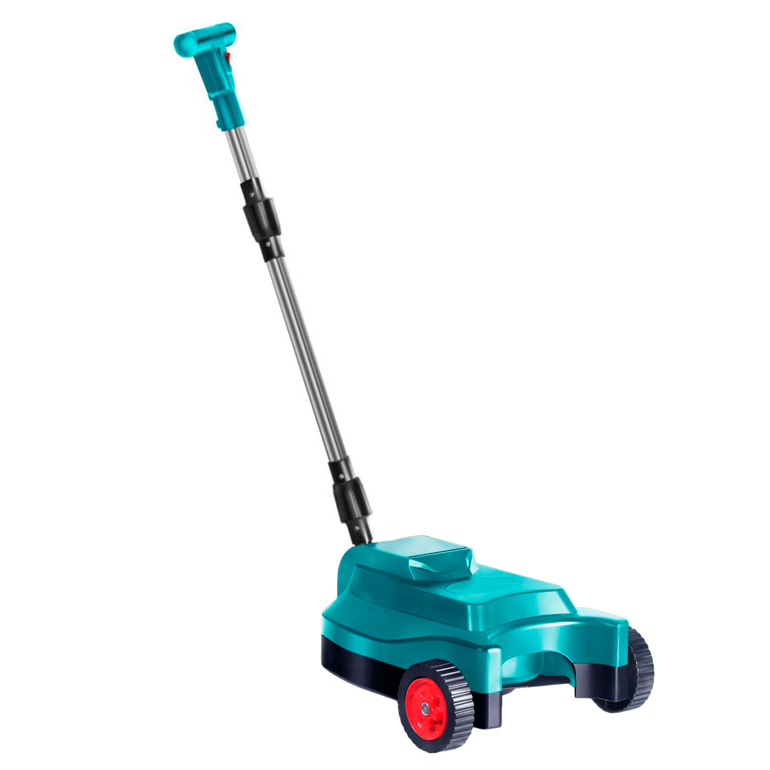 Tosaerba elettrico 21V con lama a 1.300rpm, due batterie ricaricabili da 15.000mAh, manico regolabile e tre livelli di altezza delle ruote.