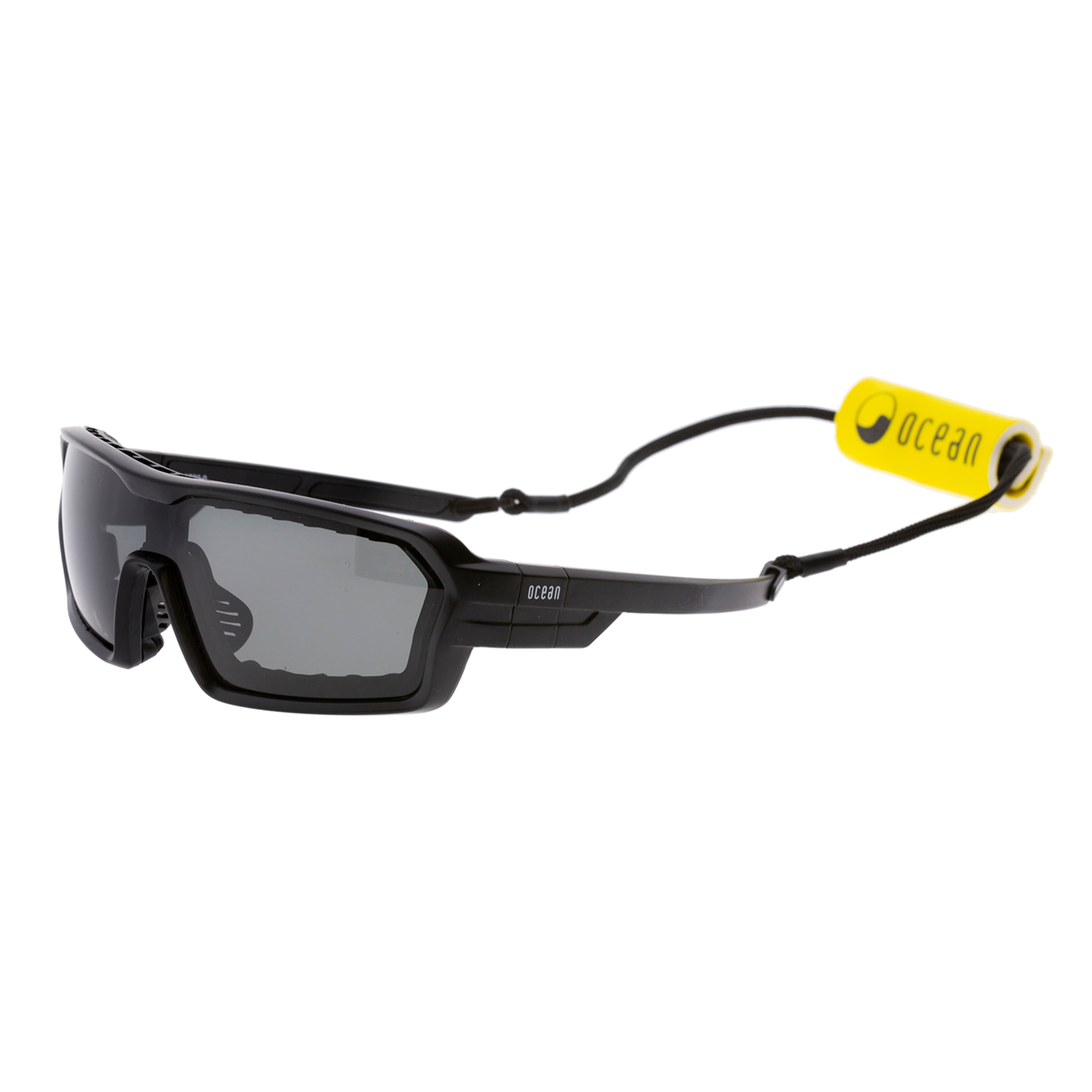 Gafas de deportes acuáticos OCEAN CHAMELEON - Negro mate / Ahumada con plaquetas puntas y espuma negras con correa negra
