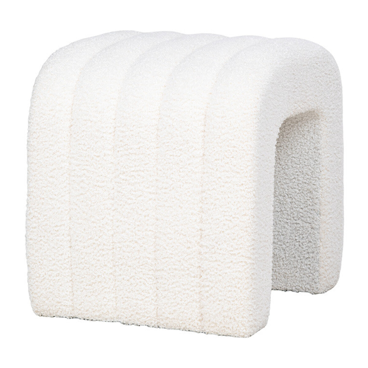 Kenta - pouf - en tissu bouclette - Blanc