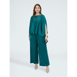 Fiorella Rubino - Pantaloni Wide Leg in raso di viscosa - Verde
