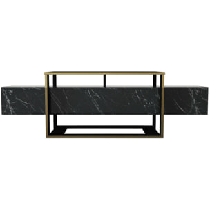 Mobile porta TV Dgiacint, Credenza da soggiorno, Armadio basso per TV, Base parete attrezzata, 160x46h50 cm, Nero e Oro