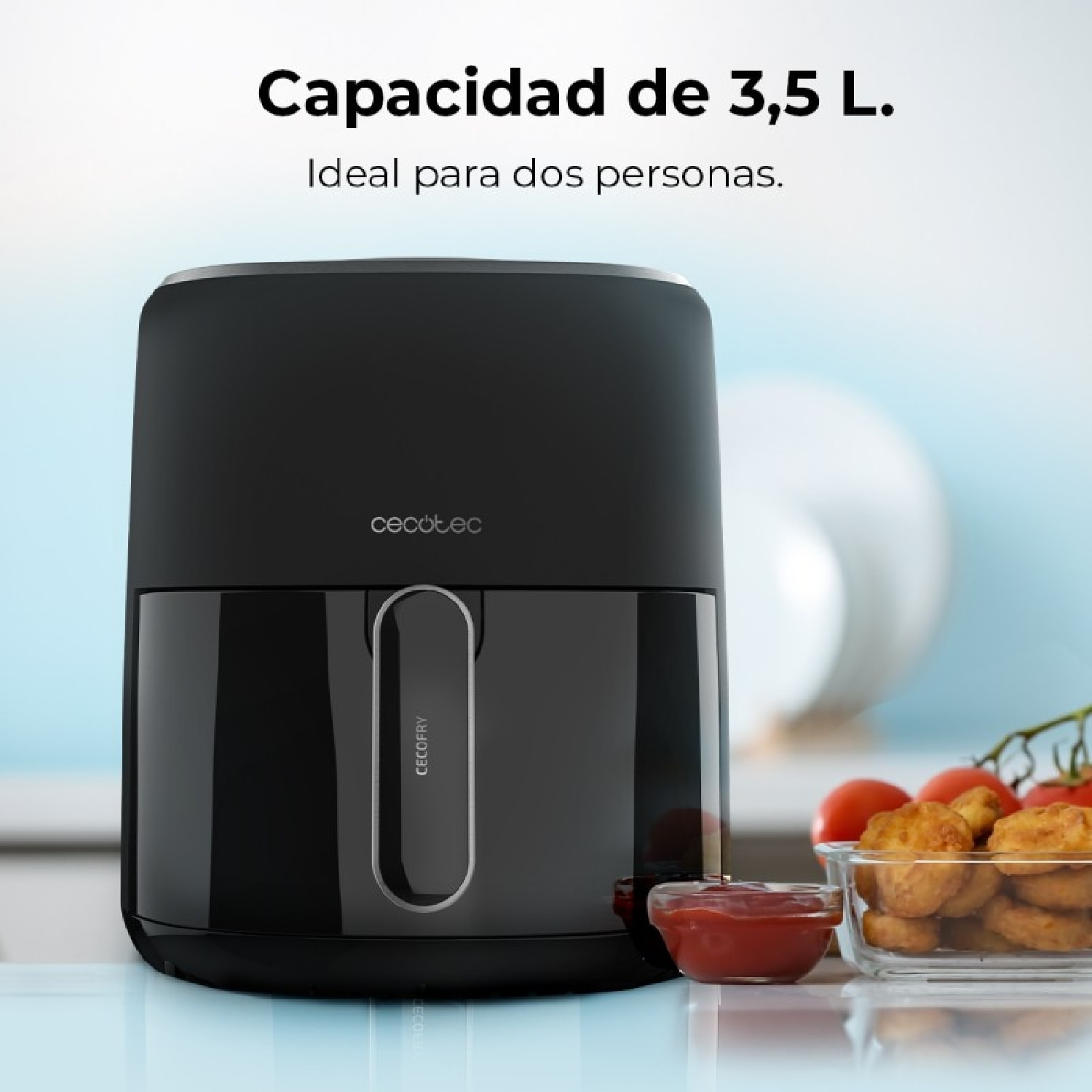 Freidora de Aire sin Aceite de 3,5 L Cecofry Fantastik 3500, Air Fryer 1200 W, D