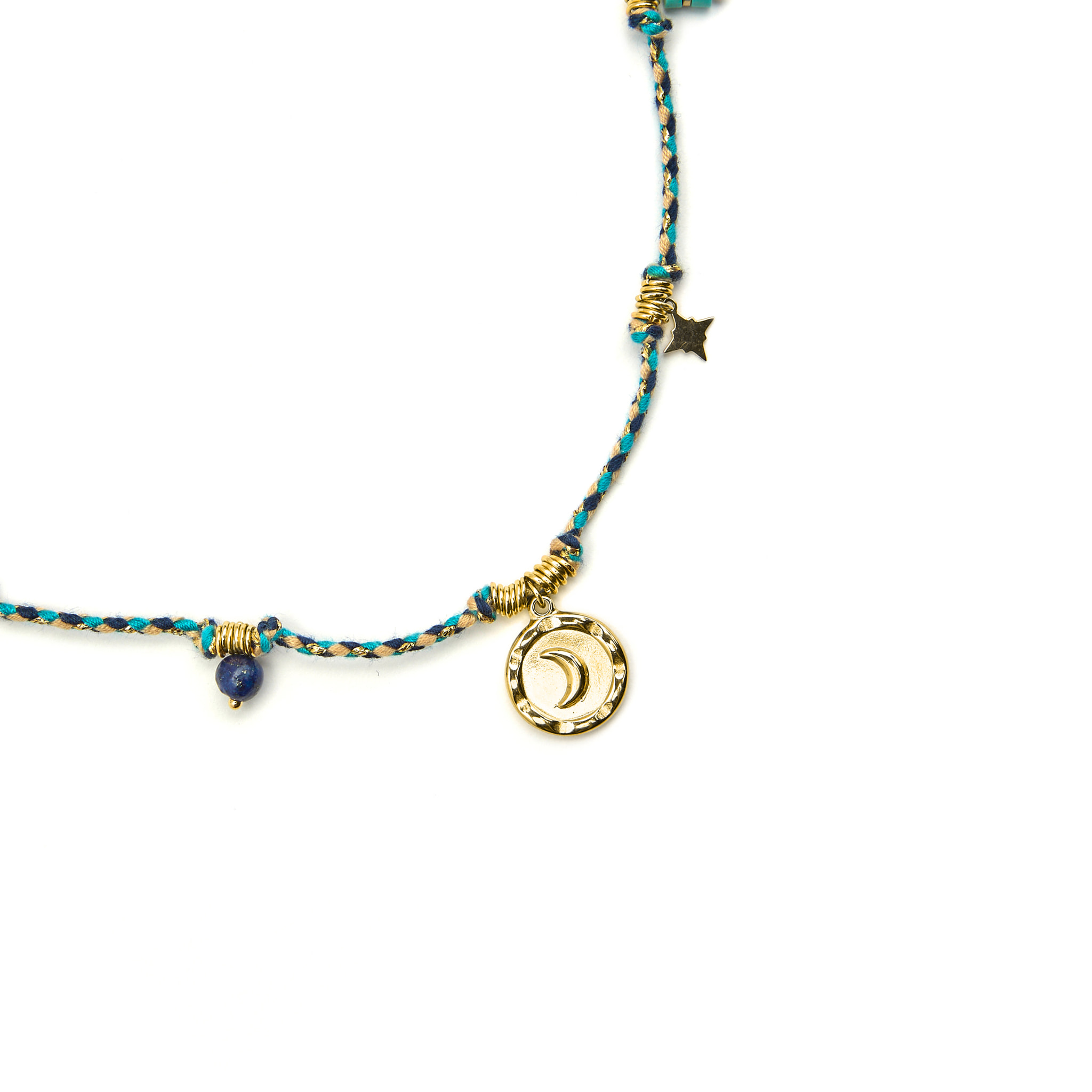 Collar con Cristal Azul Oscuro acabado oro 18k