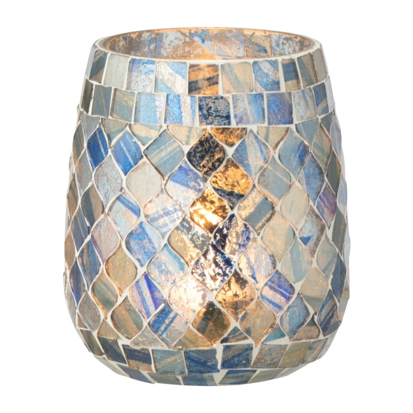 J-Line bougeoir Mosaïque - verre - gris bleu
