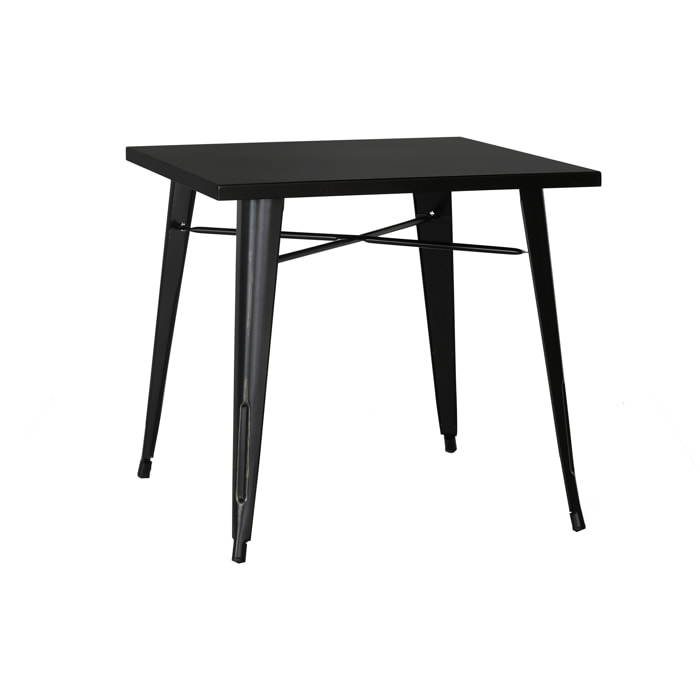 Tavolo, Industrial,in metallo,nero, con piano in legno, dallo stile industrial, perfetto per soggiorni e living