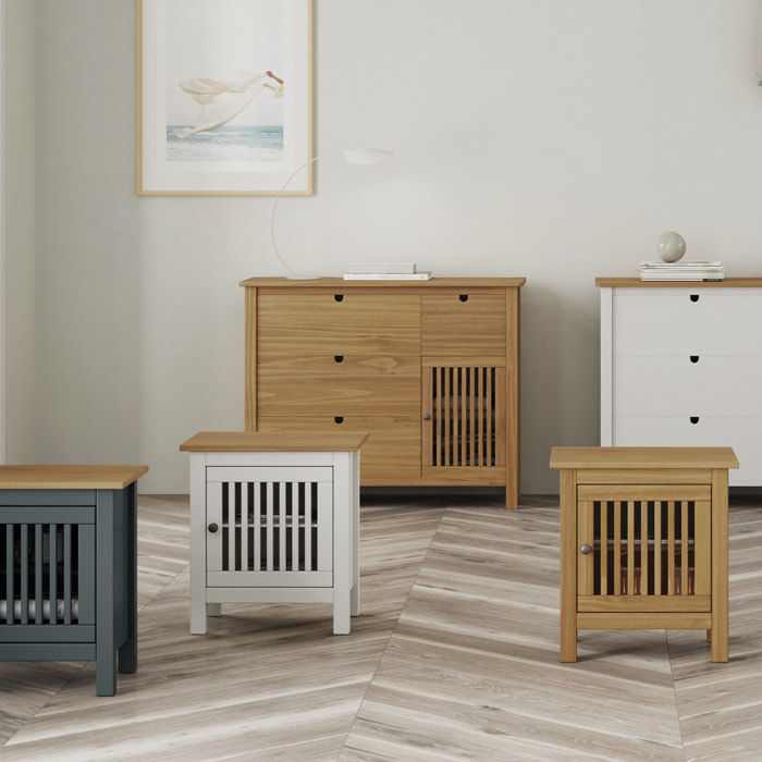Commode 1 porte 4 tiroirs en pin massif - FABIA