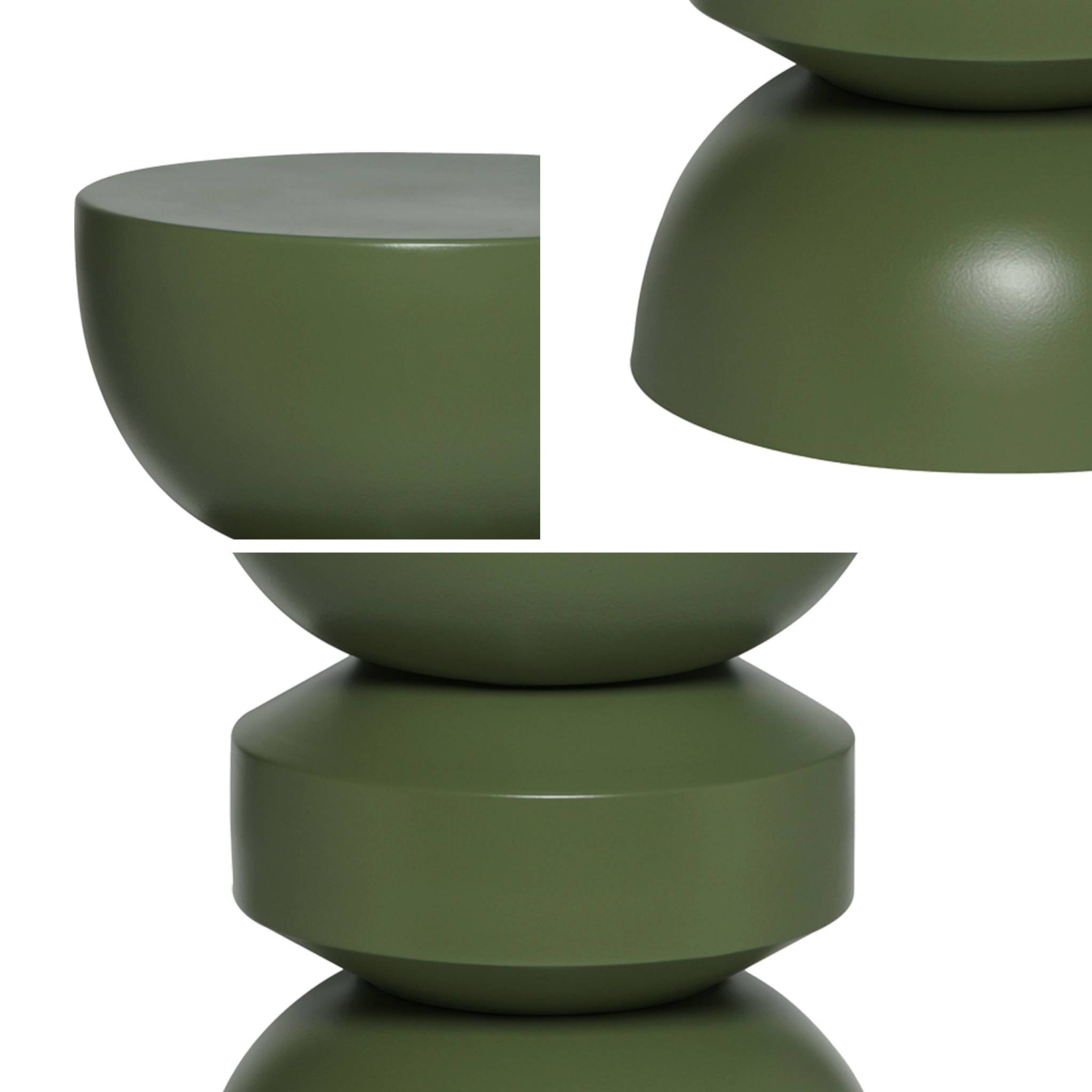 Table d'appoint. bout de canapé. table de chevet en métal. vert kaki. Assa. Ø32 x H 44.5cm