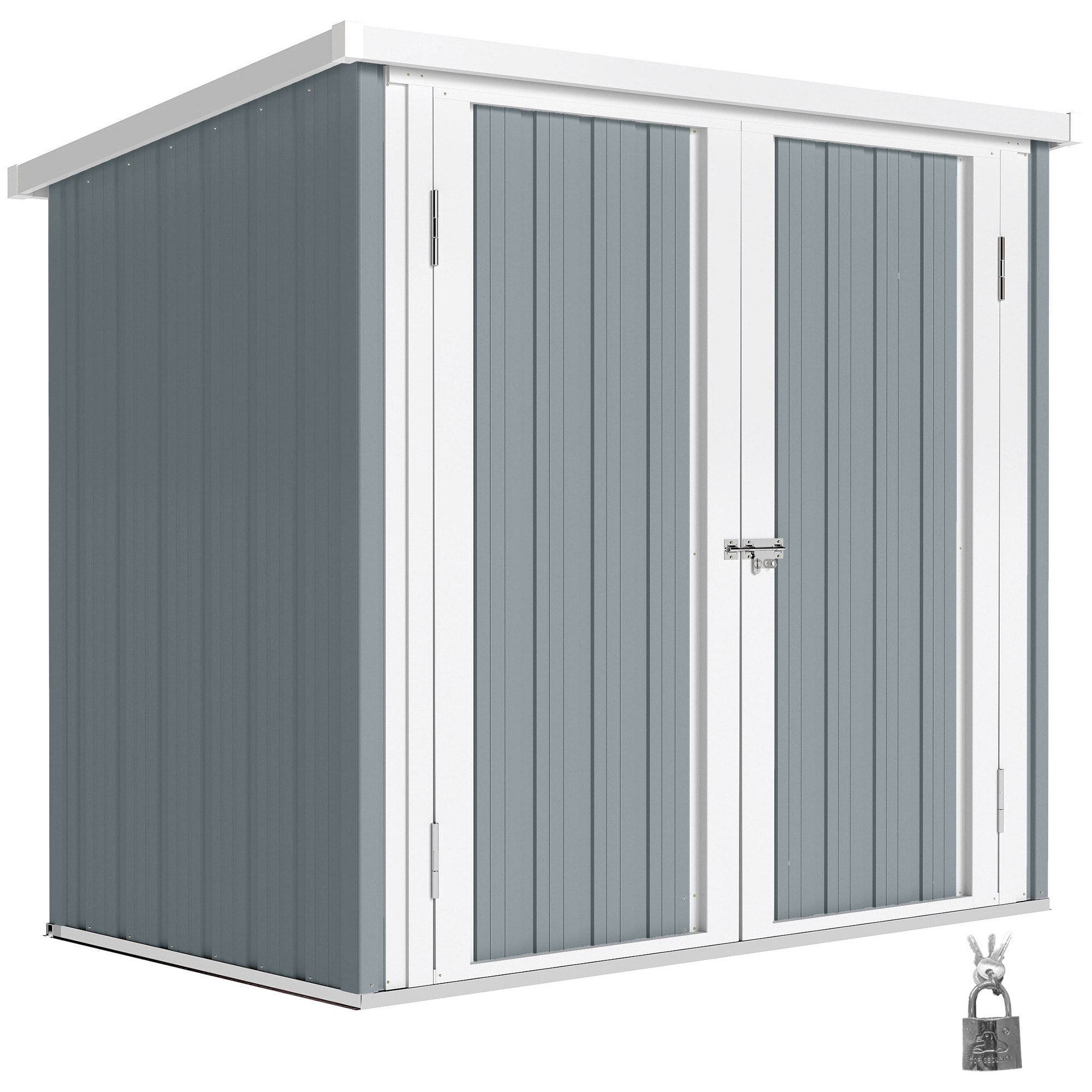 Abri de jardin 1,09 m² - 2 portes verrouillables - tôle d'acier gris clair