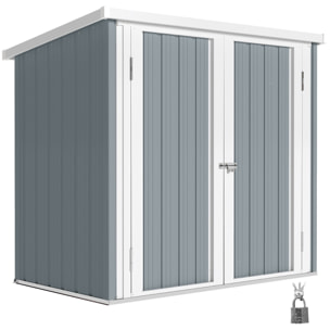Abri de jardin 1,09 m² - 2 portes verrouillables - tôle d'acier gris clair